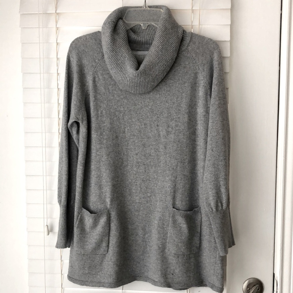 Soft Surroundings Sweater Tunic Cowl Neck Rabbit Angora SZ MP Gray